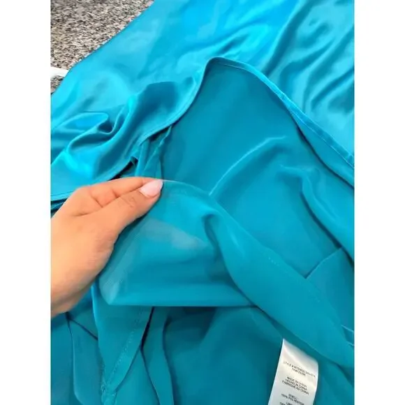 Stunning Jason Wu Turquoise Satin Halter Chain Midi Dress - Picture 8 of 10